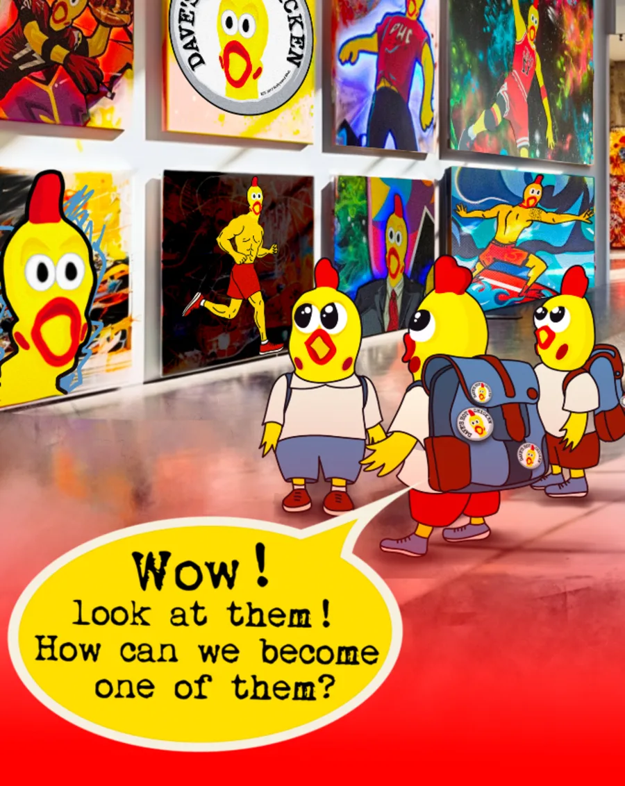 Chicks looking at campaign posters saying wow, look at them