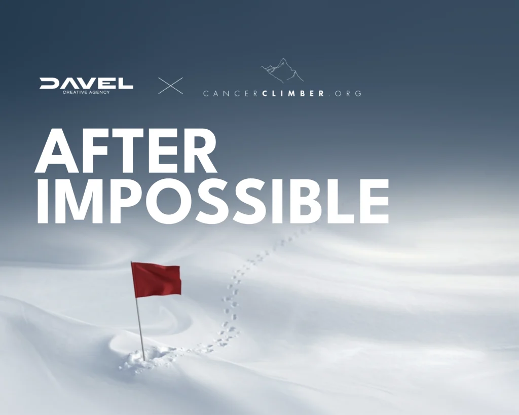 After Impossible campaign cover with a red expedition flag in snow
