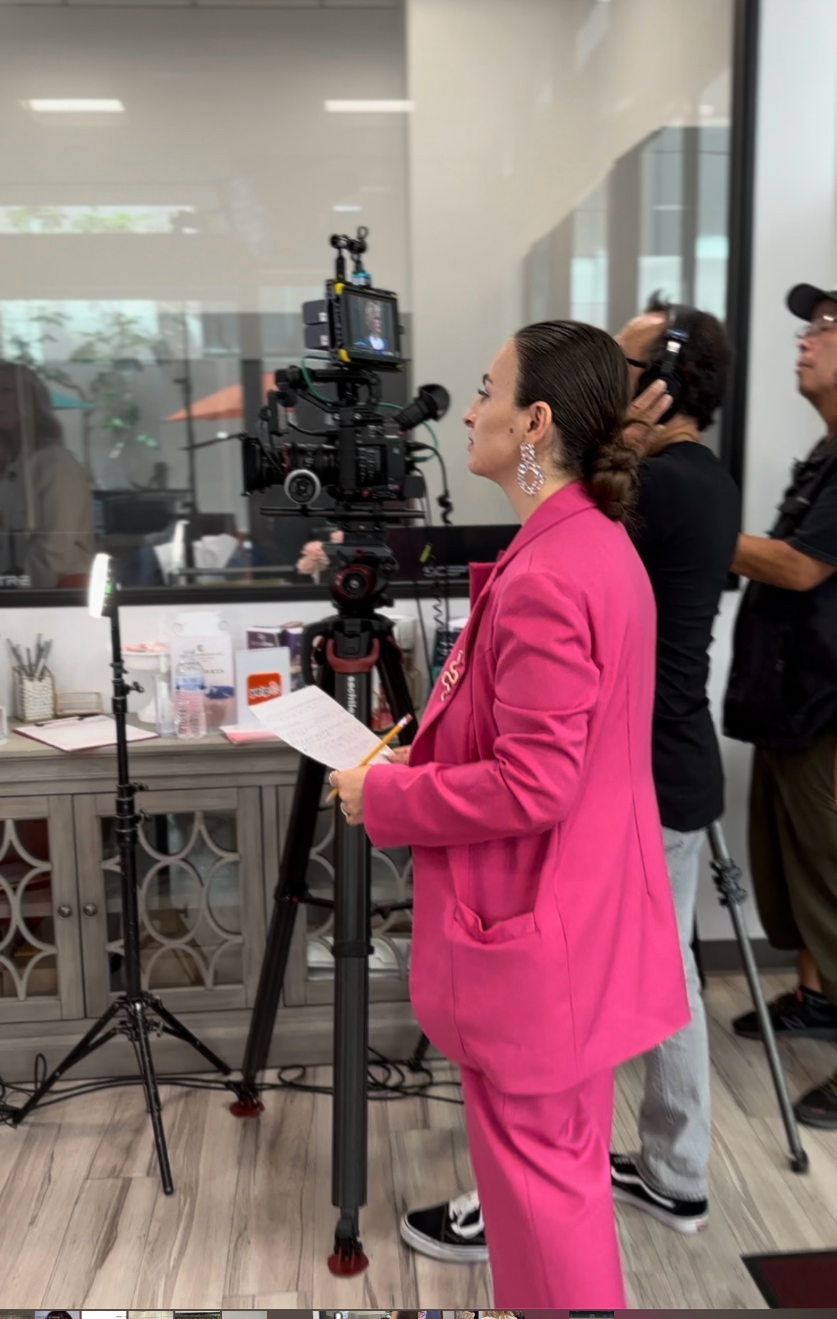 Elen Gasparyan directing a commercial shoot on set